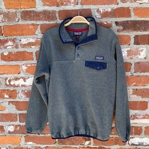 Patagonia Synchilla Snap-T Fleece Pullover Gray Navy‎ Trim XS Lightweight